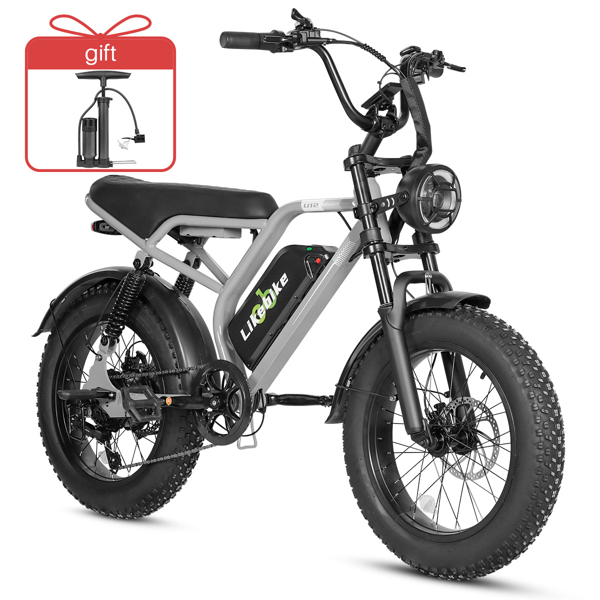 Likebike U12 Fat Tire Electric Bike: 1500W Peak Power, 50 Miles Range, All-Terrain Ebike