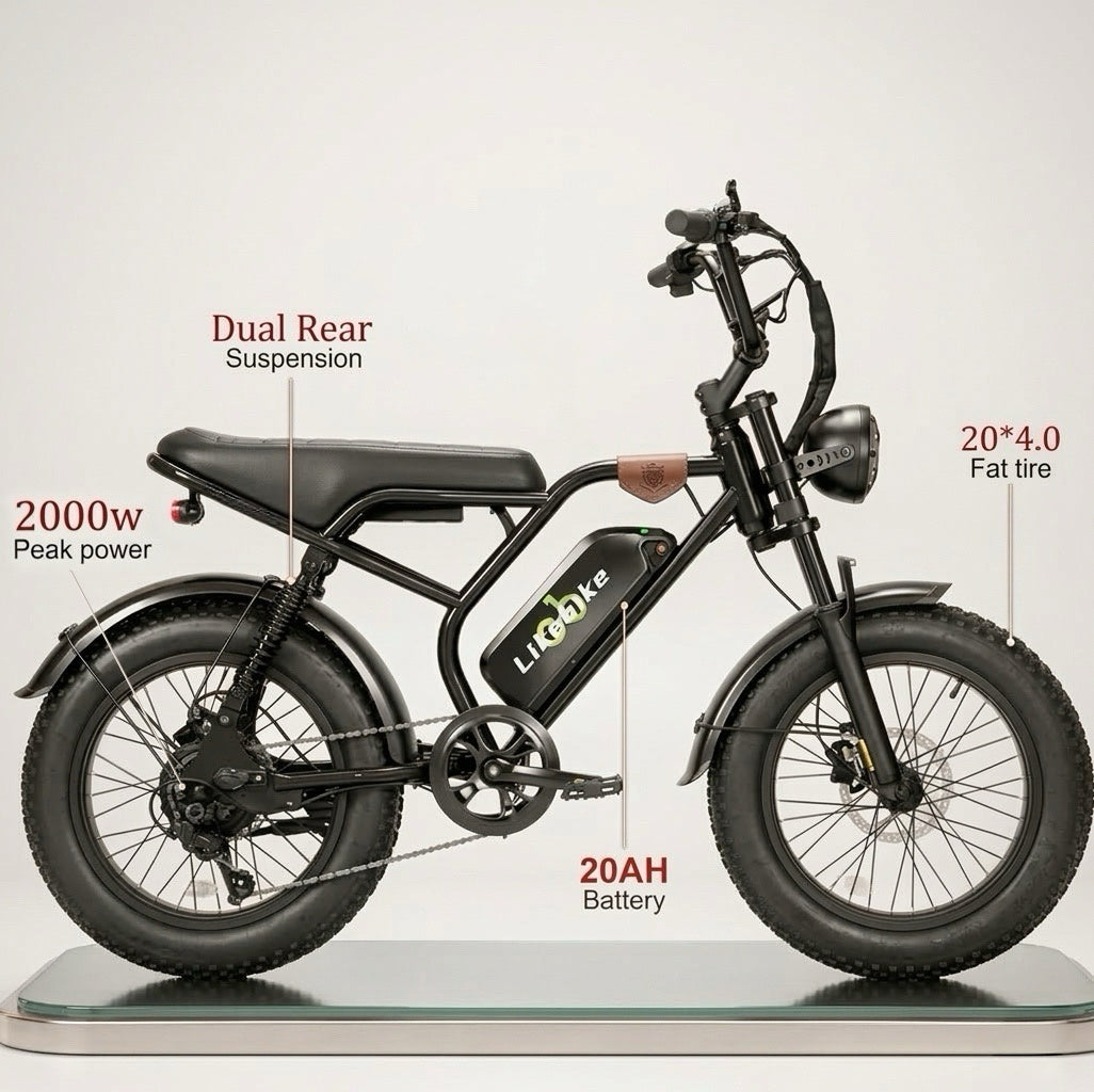 U12 High-Performance E-bike | 2000W Peak Power, 50-Mile Range & Dual Safety (BMS + Hydraulic Brakes)