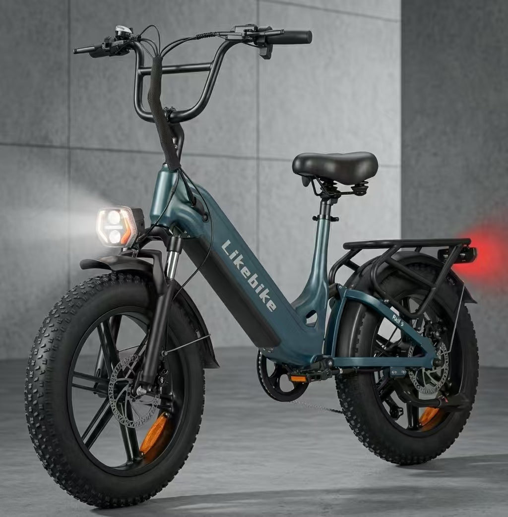 Likebike Rail 5 High-Performance Ebike - 2000W Peak, 50+ Miles Range, Full Suspension & Fat Tires Comfort City Commuter