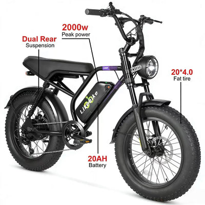 Likebike UM1(Formerly U12) Off-Road Ebike，2000W Fat Tire, UL 2849